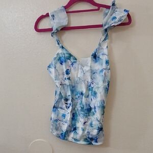 Nwot Blue and White Floral Women's Top